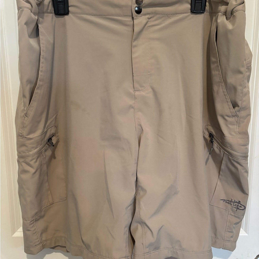 Men’s Reel Life Tan Shorts XL EUC Flat Front Elastic Waist Lightweight Casual
